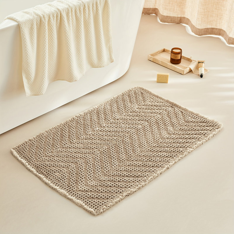  Bath Rugs,Upgraded Waffle Bath Mat,Super Absorbent Boho Bath Rug Non Slip Bath Rugs,Machine Washable Rugs, Rubber Backed Shower Matt, Ultra Soft,Brown 24"36"