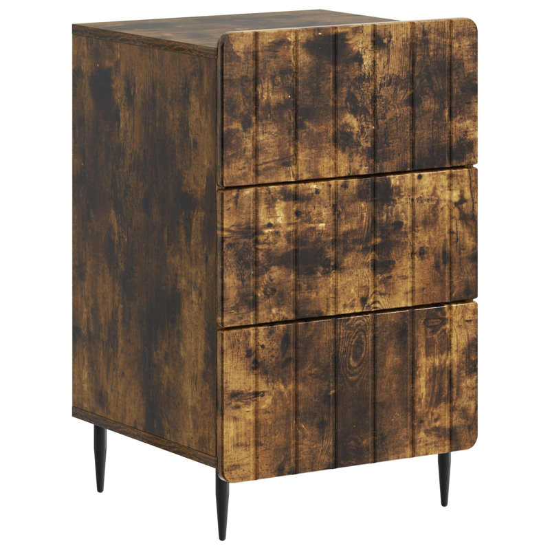 43cm W Manufactured Wood Bedside Table, Smoked Oak