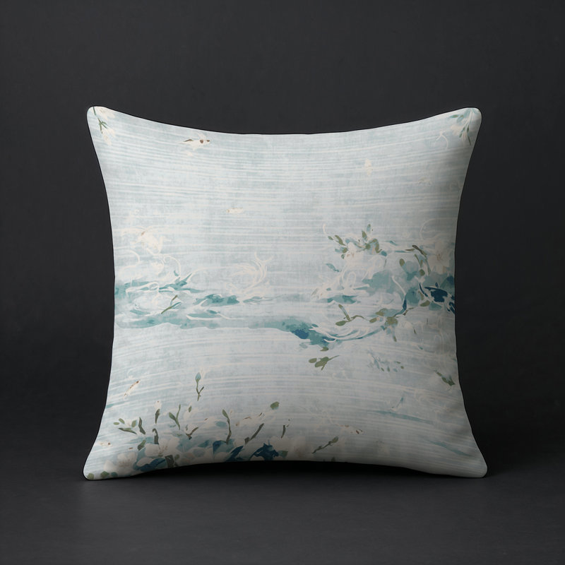 Coussin décoratif intérieur / extérieur gris Modern Modern, Carré 16 po, Bleu abstrait 4