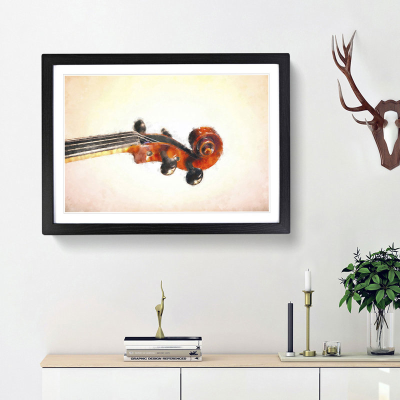 The Scroll of a Violin - Picture Frame Painting Print, Black Framed, 45cm H x 63cm W x 2cm D
