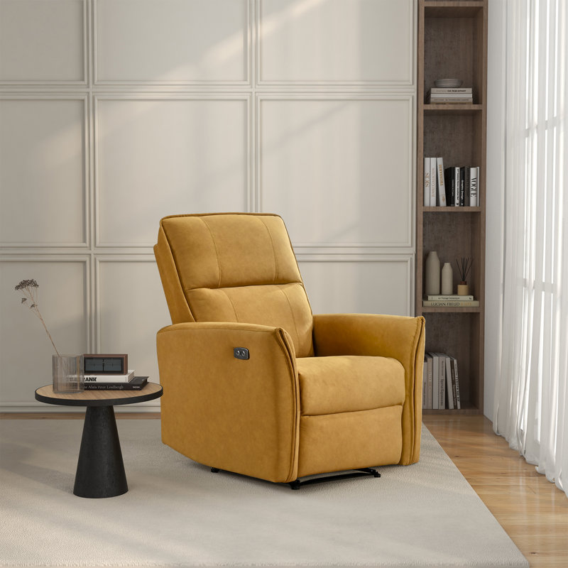 Andee Microsuede Fabric Electric Power Recliner Chair, Dark Yellow