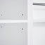 Armoire de rangement autoportante avec tiroir, tablette réglable et panier à linge inclinable