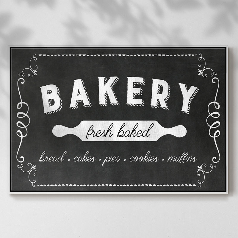 Bakery, reproduction d'art sur toile, Cadre flottant blanc, H 17 po x l 25 po x P 2 po