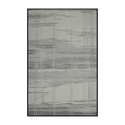 Machine Washable Abstract Gray Area Rug