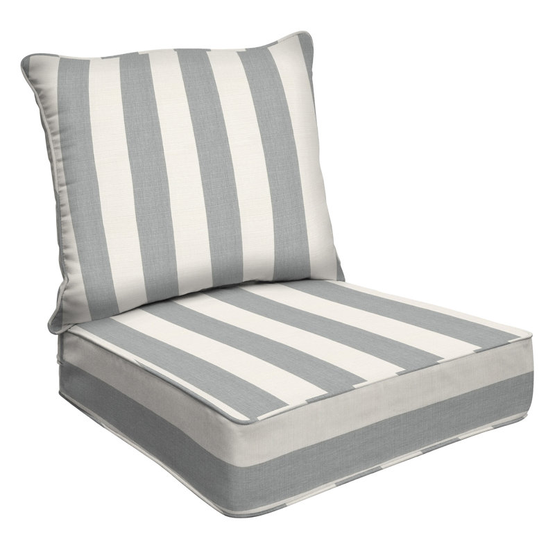 Outdoor Deep Seating Cushion Set – Comfortable, Durable, Weather-Resistant Design - Basics by Wayfair™, Grey Awning Striped