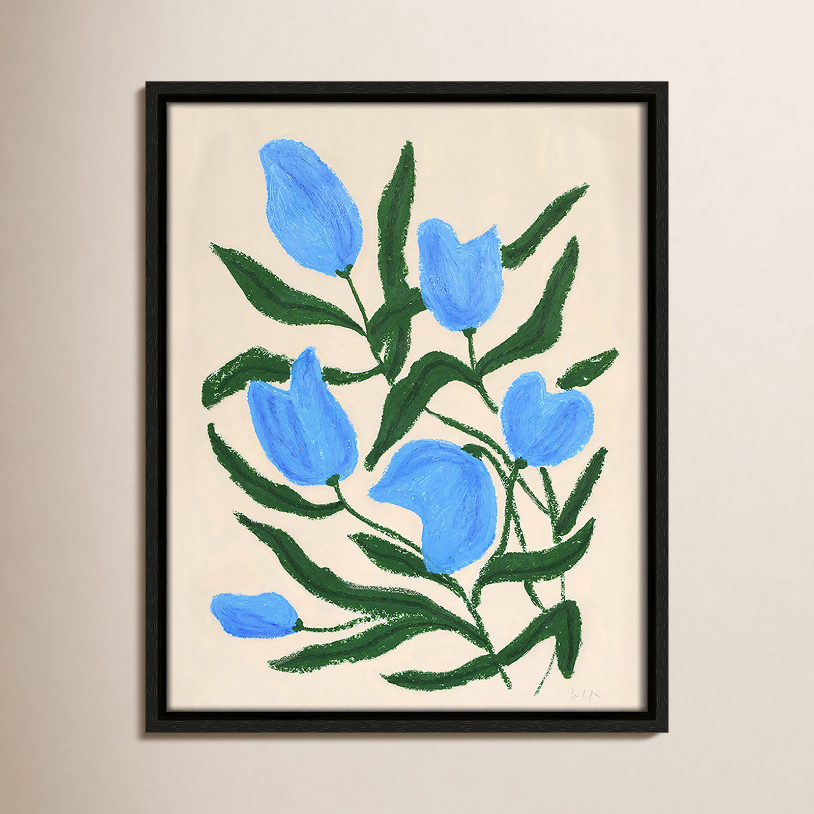 Blue Tulips Print by Camilla Bergqvist, Espresso, 15.5" H x 12.5" W