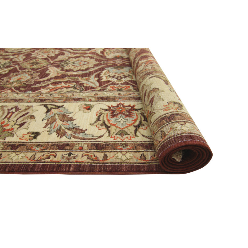 Tapis fin fait à la main Chobi Jennifer - Aubergine - Ivoire, 8 pi 0 po x 10 pi 6 po