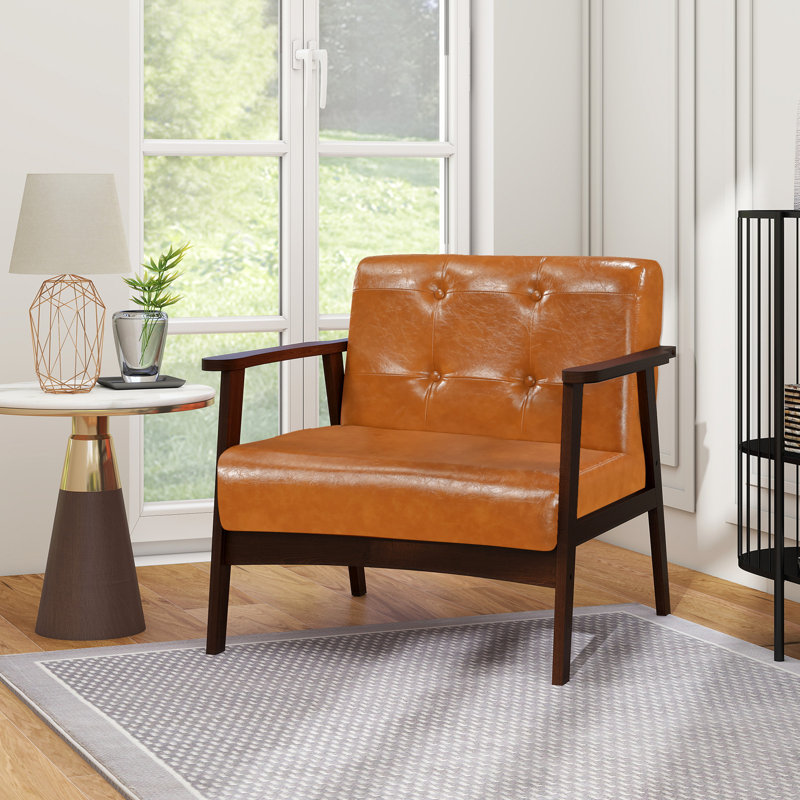 Fauteuil en cuir végétalien de 27 po de largeur conforme à Kandas CAL117, Similicuir brun clair