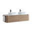 Meuble-lavabo de 60 po avec lavabo, armoire murale avec porte-serviettes gratuit, conception de deux lavabos en céramique rayés ovales blancs, sans drain et robinet, pré-assemblé