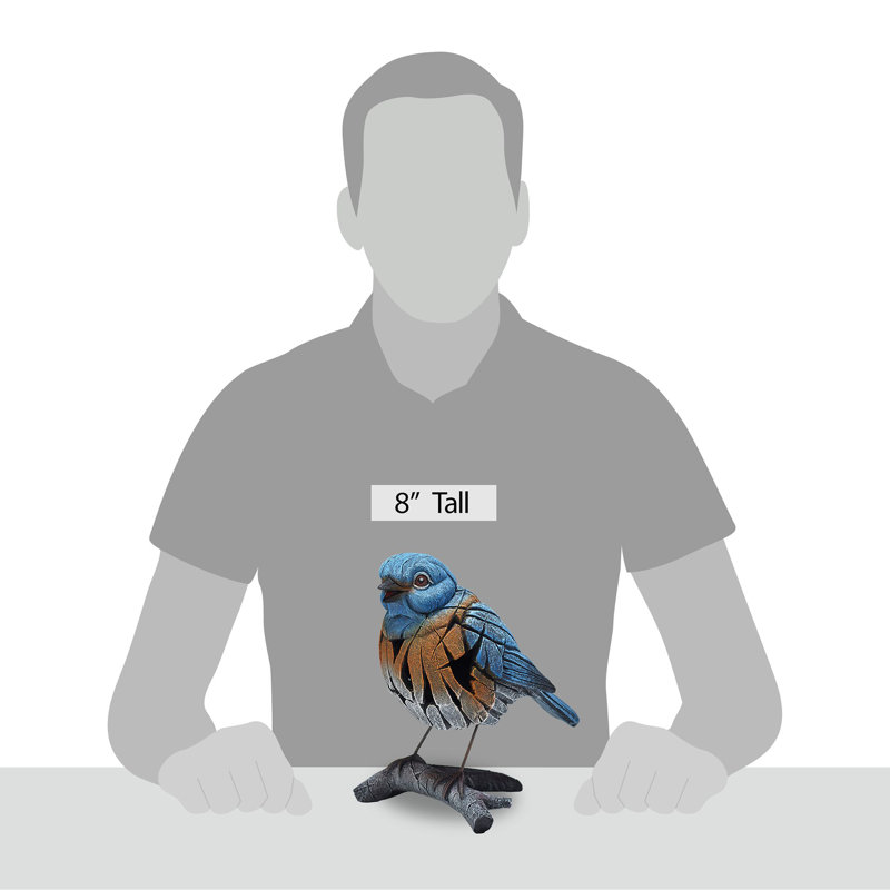 Figurine d'oiseau bleu occidental sculpture H 8,1 po