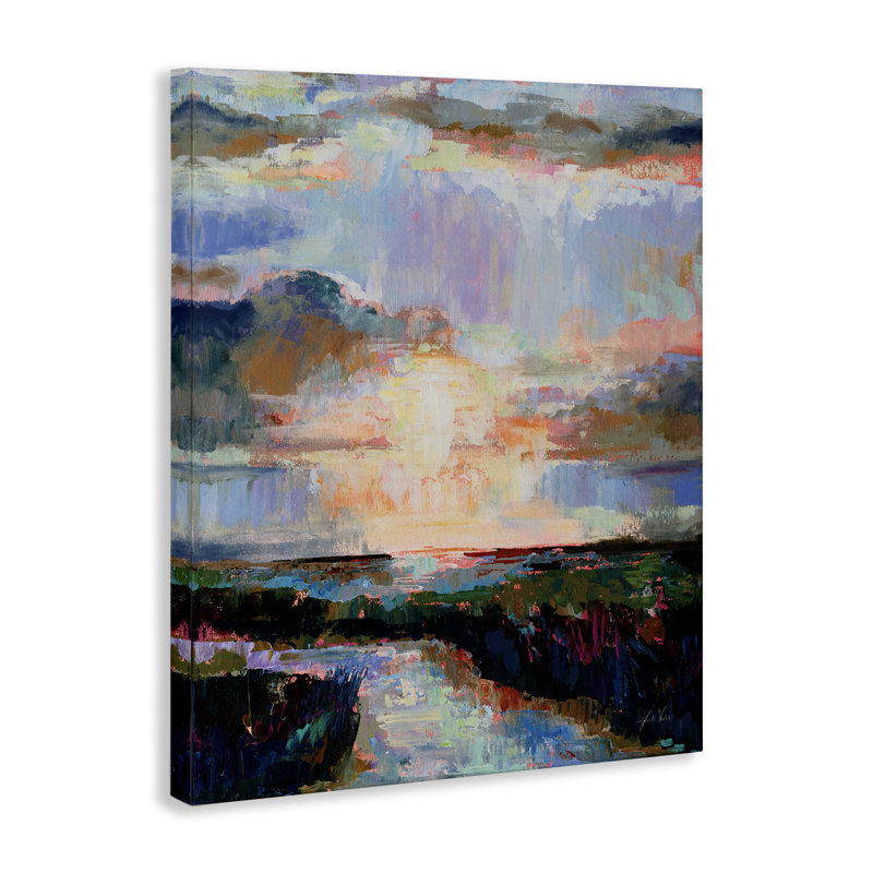 Art mural abstrait en toile Sunlit Tide par Jeanette Vertentes, H 20 po x l 16 po