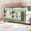 Structure de lit simple avec bibliothèque et garde-corps de sécurité, lit plateforme avec rangement, mobilier de chambre à coucher, vert-129184208