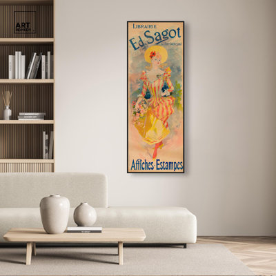 Jules Cheret - Bookstore Ed Sagot Panoramic Canvas Vintage Wall Decor by Art Remedy