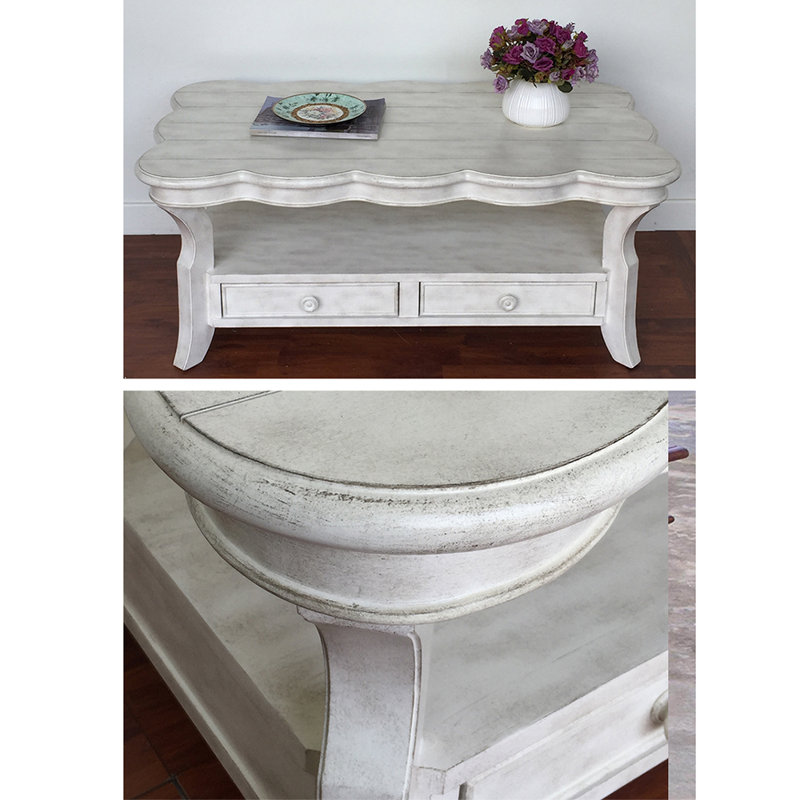 Table basse de style rétro américain, Blanc cassé, Blanc cassé