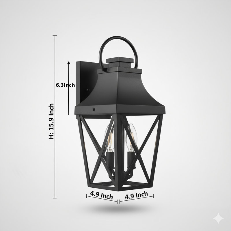 Exterior Wall-Mounted Lighting Fixture Designed For Outdoor Use, Featuring A Waterproof Construction With A Matte Black Finish And A Transparent Glass Shade. Suitable For Installation On Garages, Patios, Front Entryways, And Balconies (Single Unit).