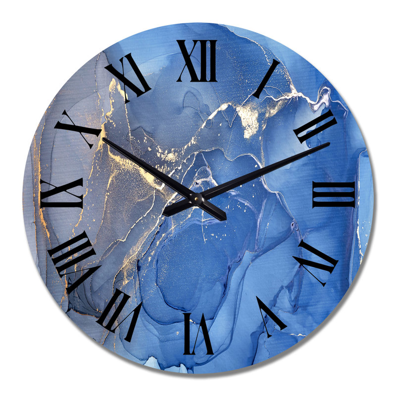 Blue and Grey ink Universe - Modern Wall Clock, Large