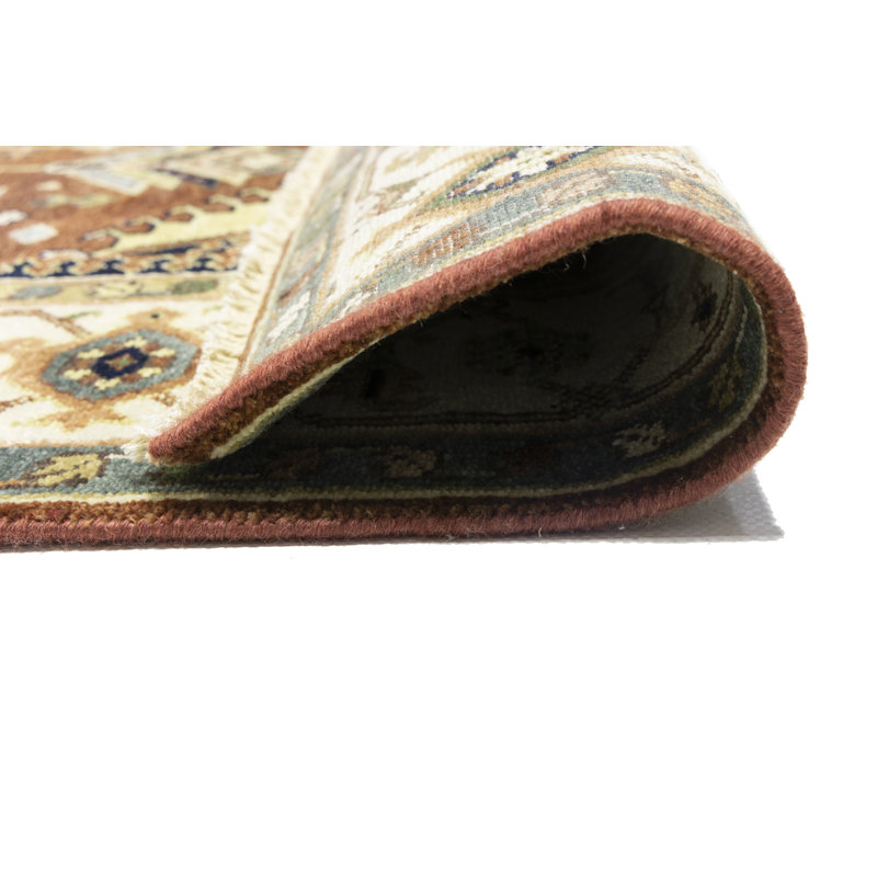 Tapis orange en laine noué à la main 6 pi x 8 pi 10 po Remiyah