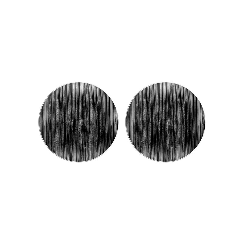 Ensemble de 2 assiettes rondes en verre noir