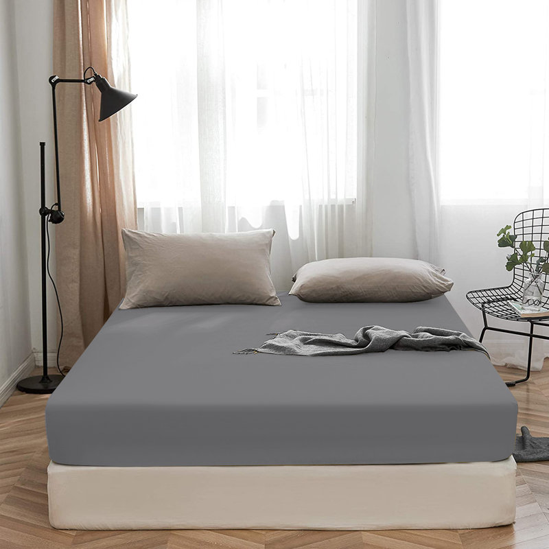 Super Soft 200 Thread Count Microfiber Brushed Fitted Bed Sheet, Grey, Single (3')
