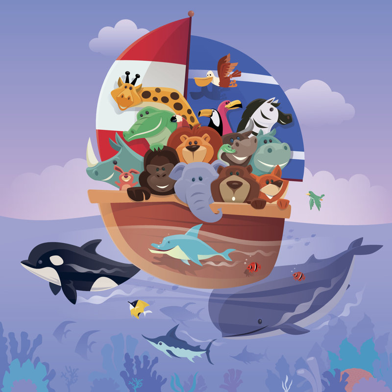 Group Of Wild Animals Sailing - Wrapped Canvas Print, 76cm H x 76cm W