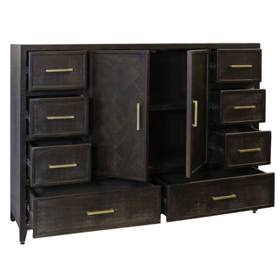 Commode 2 portes, 8 tiroirs Harrow - Terre d'ombre brûlée