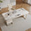 Beige-white + Gold Rectangular Sintered Stone + Manufactured Wood + Stainless Steel with 3 drawers desk