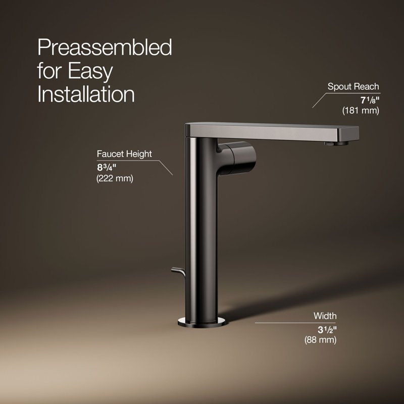 Single-Handle Bathroom Faucet with Drain Assembly, Vibrant Titanium