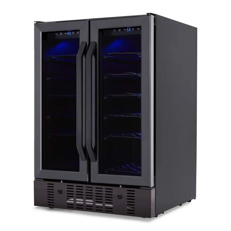 24" Black Stainless Steel Dual Zone Wine and Beverage Refrigerator