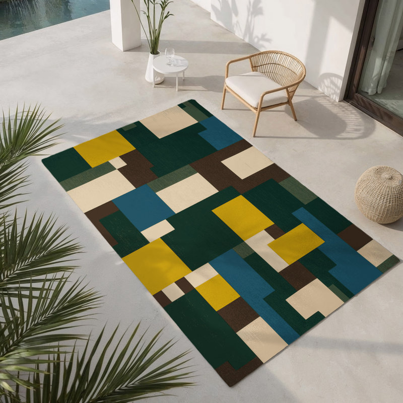 Fractured Fields Indoor And Outdoor Area Rug, Rectangle 3' x 5'
