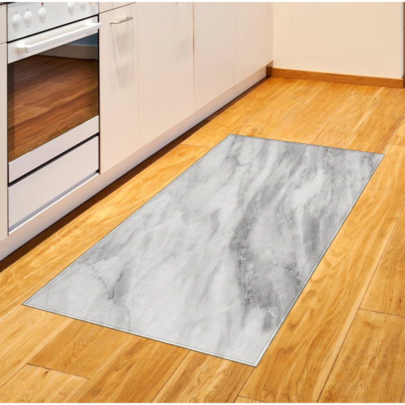Tapis décoratif à longues fibres en polyester à haute densité de marbre, Rectangle 2 pi 7 po x 5 pi