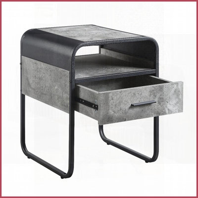 Gris béton Table basse noire moderne pour salon - Assemblage facile avec tiroir pratique
