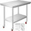 Table de travail en acier inoxydable 89 x 61 x 84 cm, capacité de charge de 136 kg, 4 roues, 3 hauteurs réglables, table de préparation alimentaire robuste pour cuisines professionnelles et restaurants, argent-62288015