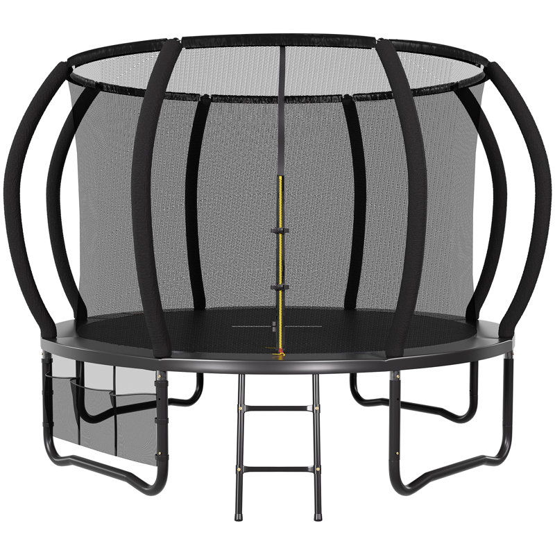 Maxway Furniture 305 in. x 305 in. Oval Backyard Trampoline with Safety Enclosure Indoor Backyard: Above Ground Trampoline with Handlebar