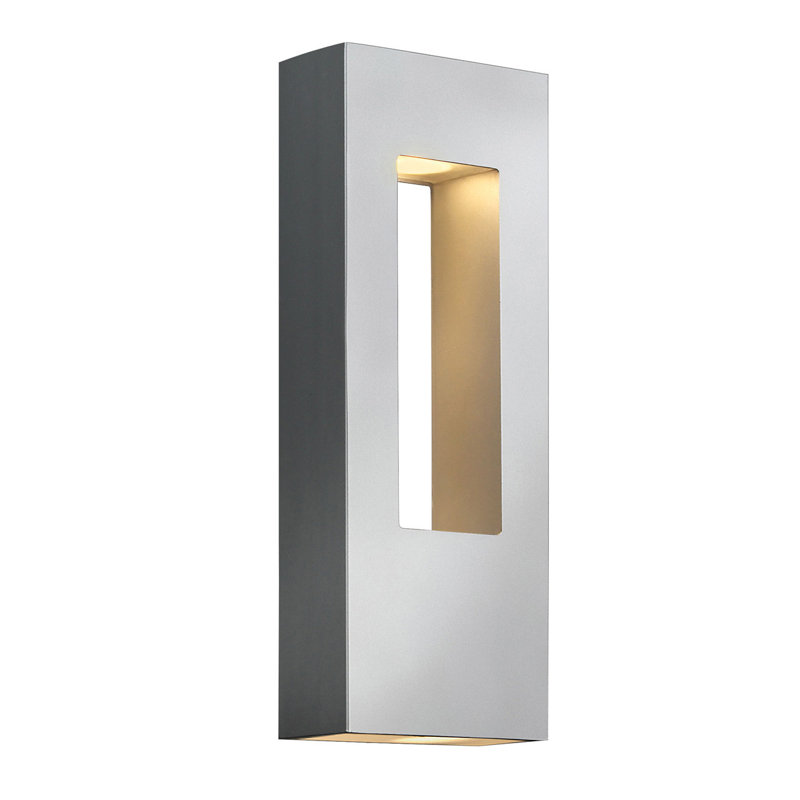 Plafonnier encastré d'extérieur en verre givré Atlantis, H 16 po x l 6 po x P 3,5 po, Titane
