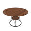 Table de salle à manger ronde extensible, placage de noyer avec base en métal noir mat, 43 à 59 pouces, sièges 4 à 6, style maison de campagne