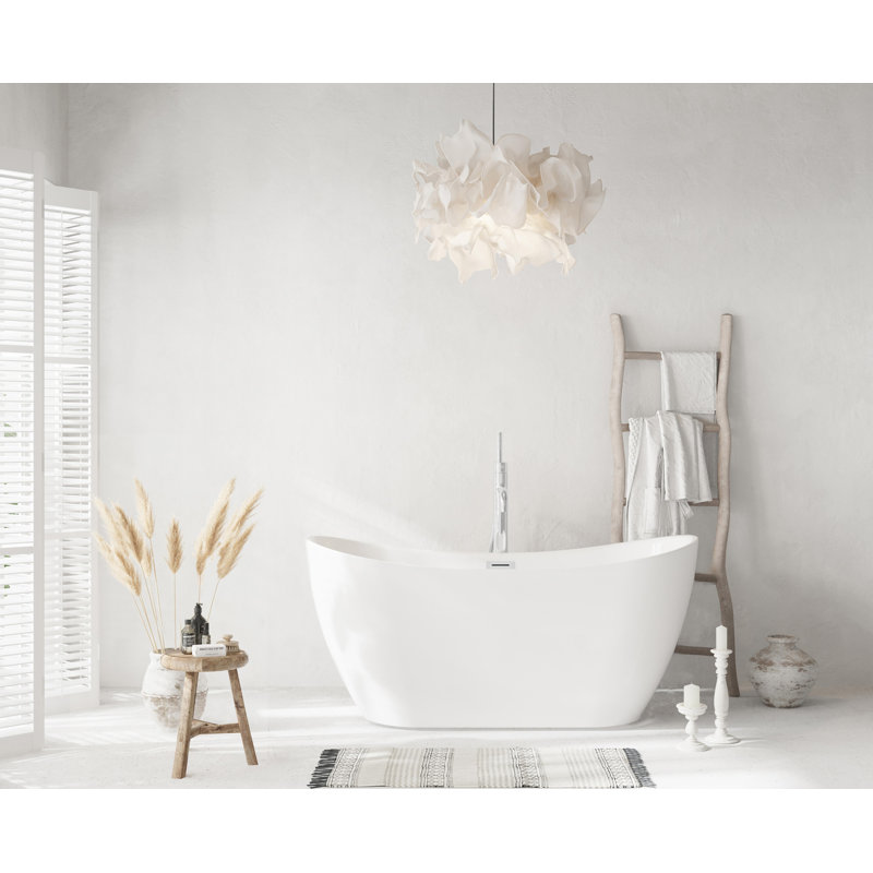 Baignoire 59 po en blanc brillant avec bordure 59 po, Chrome