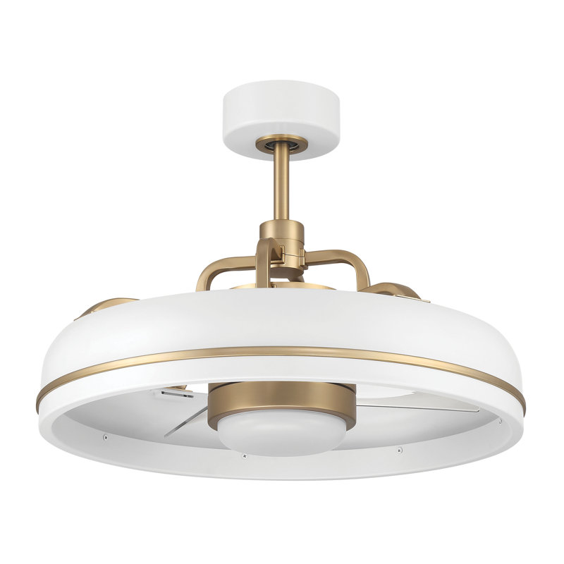 20'' Ceiling Fan with LED Lights, White/Satin Brass