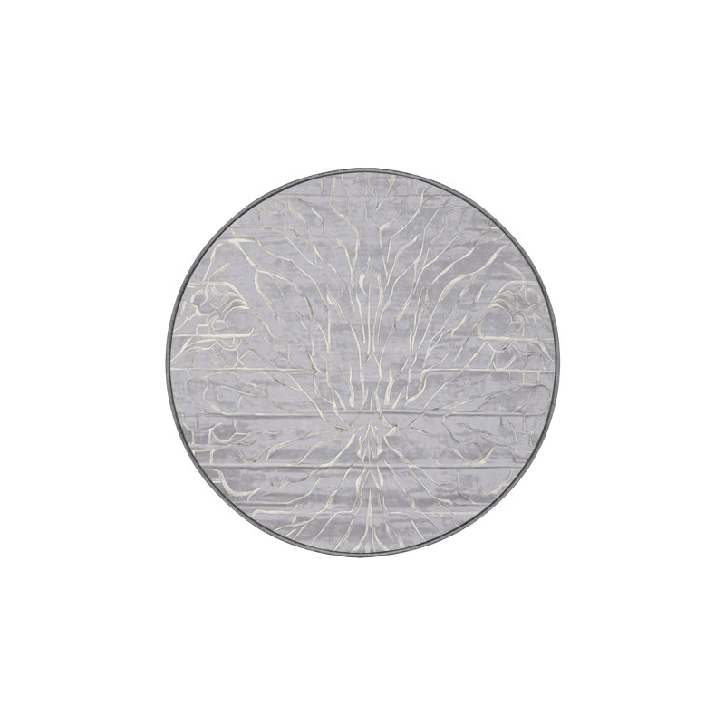 Machine Washable Gray Area Rug, Round 8'