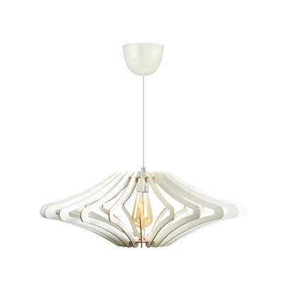 Lustre blanc élégant, design scandinave, 22 po x 23,2 po | Câble réglable, corps en panneau de fibres à densité moyenne, douille E27 (40 W maximum) | Parfait pour le salon, la salle à manger et le vestibule, luminaire élégant et moderne