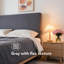 Grey Linen 3FT Single Upholstered Bed with Winged Headboard, Wood Slat Support, 190x90cm, Supports 150kg, Easy Assembly for Bedroom Guest Room