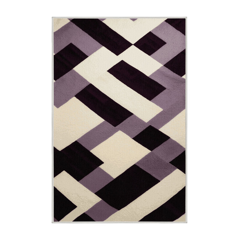 Machine Washable Checkered Beige Area Rug, Rectangle 3' x 5'