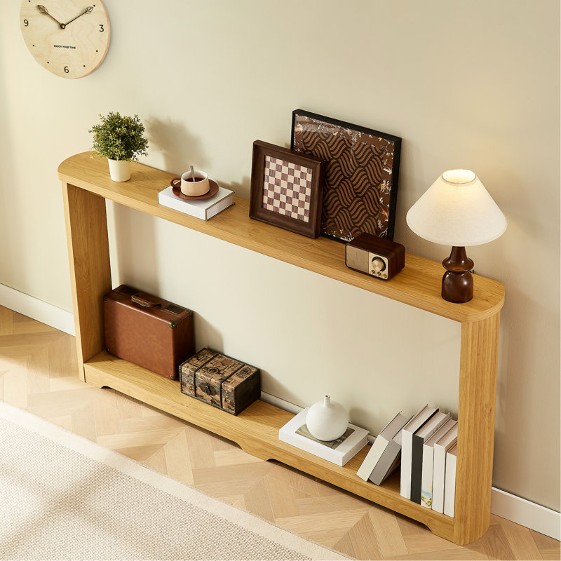 Table d'appoint multifonctionnelle de 70,1 po avec éléments ondulés pour les chambres à coucher - couleur naturelle, usure et arche incurvée de 70,1 po facile à nettoyer
