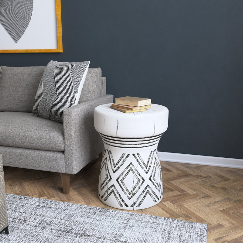 Chiseling End Table, White