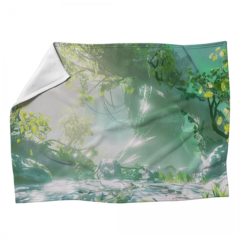 Jeté en molleton Sunny Forest - Jetés nature pour canapés ou lits, L 60 po x L 80 po