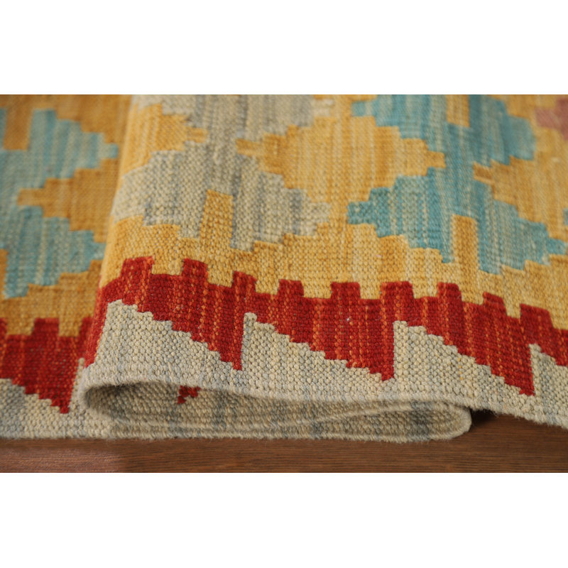 Geometric Kilim Reversible Wool Rug 4x5