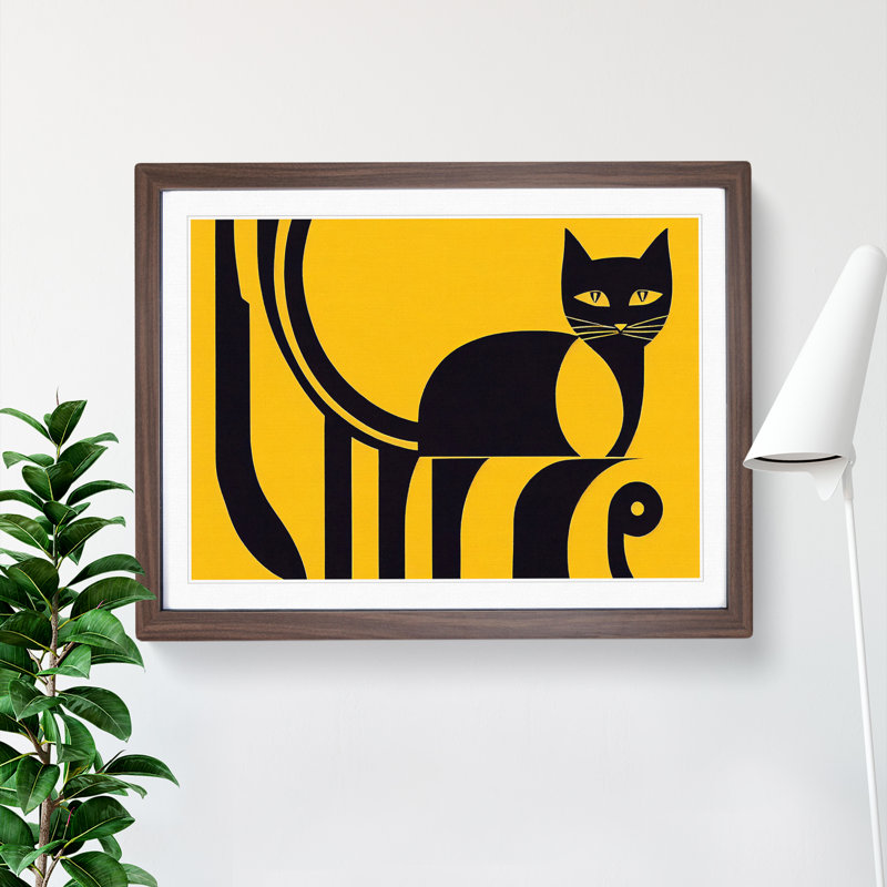 Cat Vol.4 Abstract - Framed Print, 46cm H x 64cm W x 2cm D, Walnut Framed