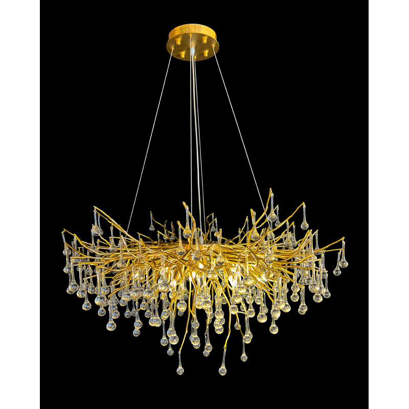 Iqarar 15 - Light Teardrop Modern Linear Chandelier with Crystal Accents