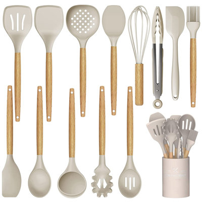 Ensemble de 14 cuillères à cuisson avec pot à ustensiles 14 pièces