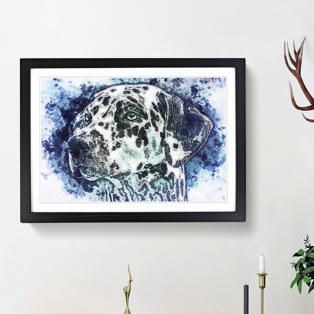 Dalmatian Dog in the Blue in Abstract - Picture Frame Painting Print