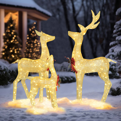 Gutierrez 3 Piece Christmas Deer Lighted Display Set
